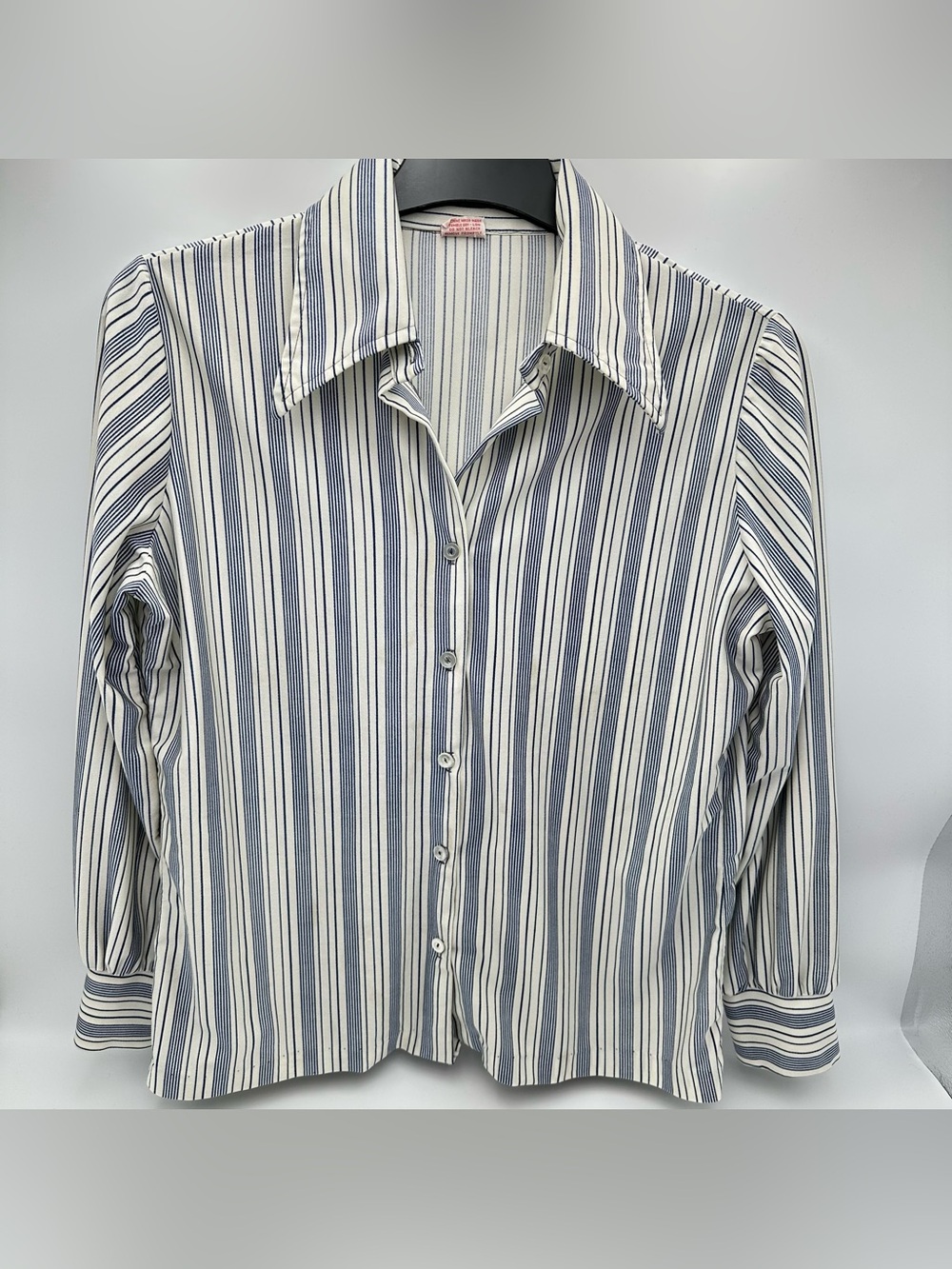 VTG 70s Sybil Vertical Striped Blouse ILGWU Union Made USA S